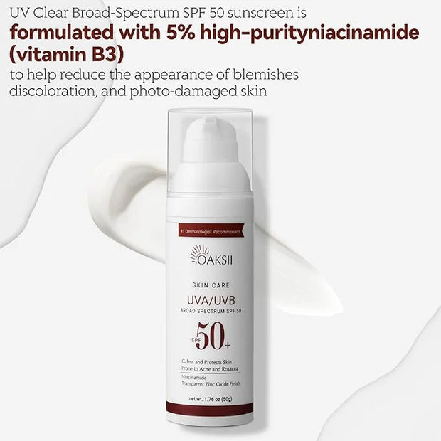 UV Clear Face Sunscreen, SPF 50 Oil Free Sunscreen with Zinc Oxide, Sensitive-Skin Tested and Lightweight, Silky Sunscreen...