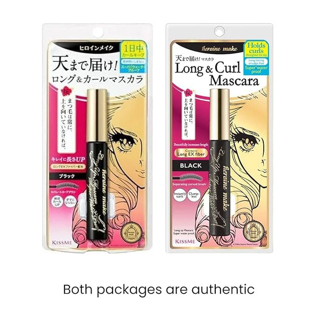 HEROINE MAKE by KISSME Mascara Duo Set | 2 Full-Size - Long & Curl Up Waterproof Mascara Black, Lengthening & Volume Fiber...