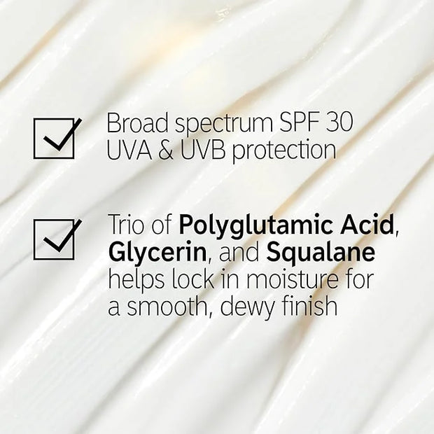 The INKEY List Dewy Sunscreen SPF 30, Lightweight and Non-Greasy Sunscreen Formula with Polyglutamic Acid, Glycerin and Sq...