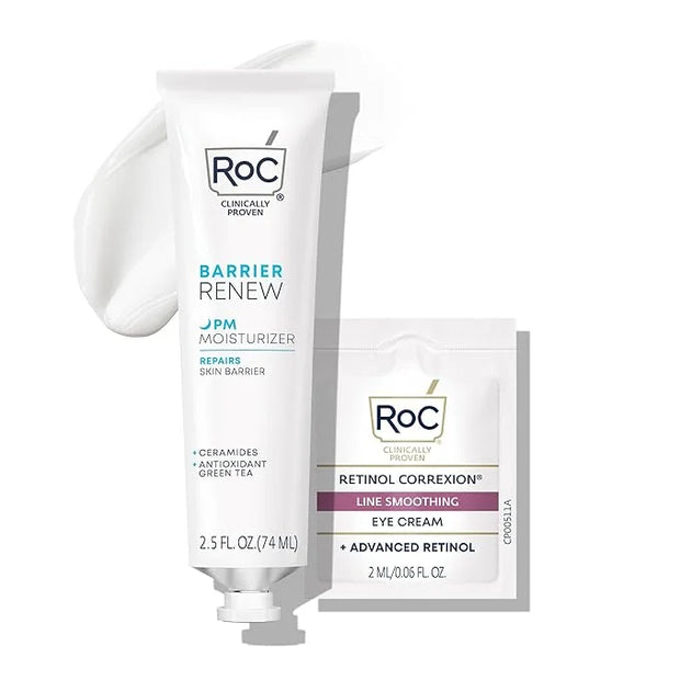 RoC Barrier Renew Night Moisturizer with Ceramides & Antioxidant Green Tea and Lipo Peptides to Renew Skin Barrier, (2.5 o...