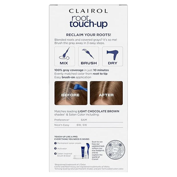 Clairol Root Touch-Up by Nice'n Easy Permanent Hair Dye, 6WN Light Chocolate Brown Hair Color, Pack of 1 - Product Image