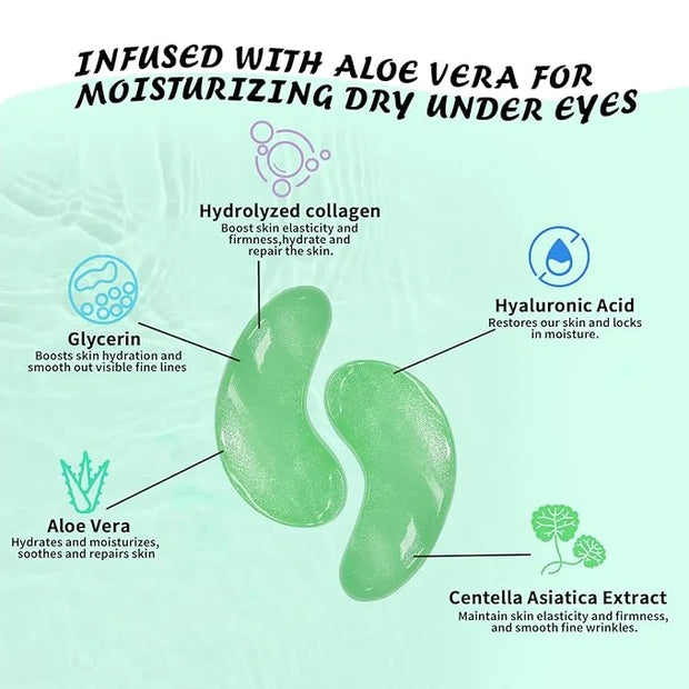 Under Eye Patches (30 Pairs), Aloe Vera Eye Masks for Dark Circles Puffy Eyes Undereye Bags, Collagen Eye Patches for Repa...