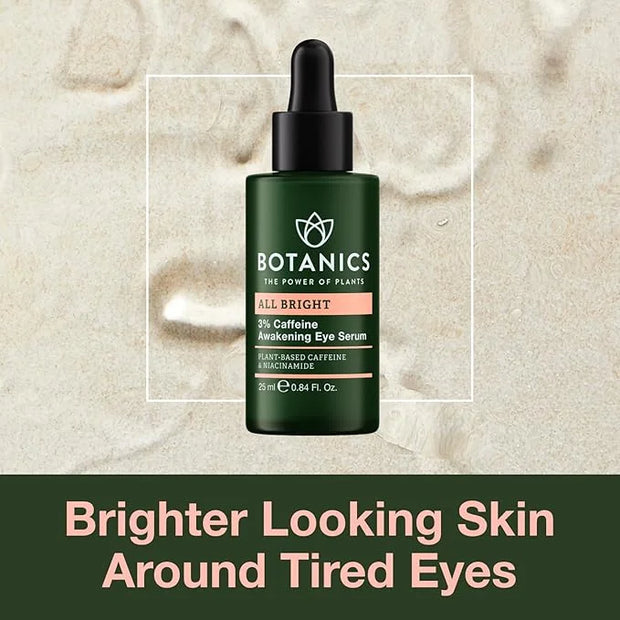 Botanics All Bright Caffeine Eye Serum - 3% Caffeine Awakening Under Eye Serum for Dark Circles and Puffiness - Refresh & ...
