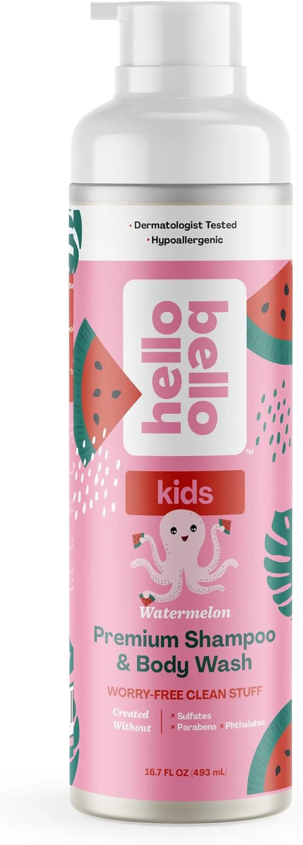 Hello Bello Kids Shampoo & Body Wash, Watermelon Scented, 16.7oz Bottle - Product Image