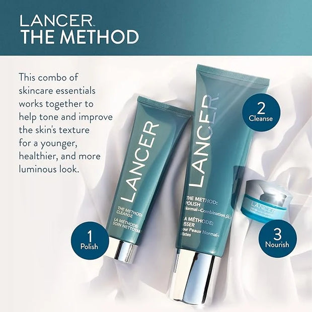 Lancer Skincare The Method: Polish Facial Exfoliator, Daily Exfoliating Face Wash with Natural Minerals, Normal Combinatio...