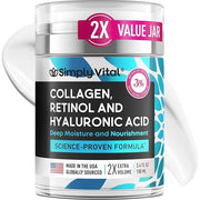 SimplyVital Collagen, Retinol & Hyaluronic Acid Cream - Anti-Aging Retinol Cream for Face, Neck & Décolleté - Made in USA ...