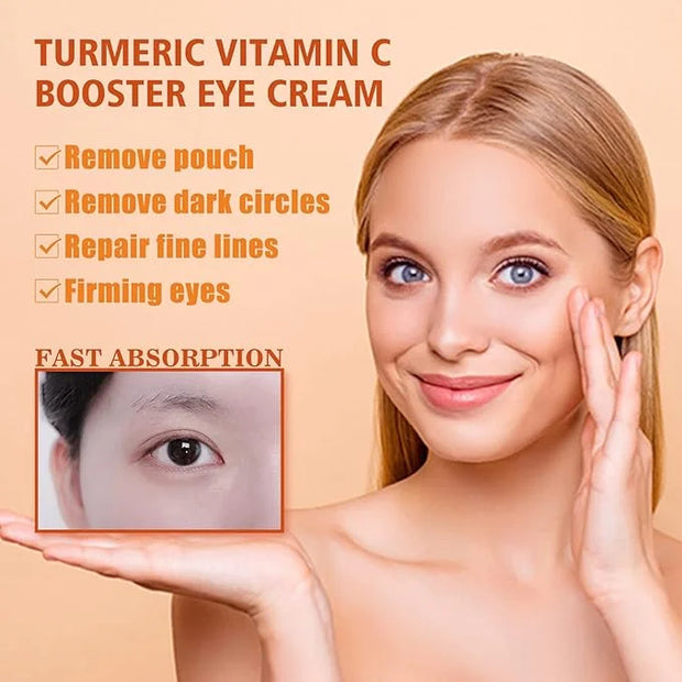 Turmeric + Vitamin C Booster Eye Cream, Brightening and Hydrating Eye Cream, Dark Circle Relief, Elasticity Treatment, Gen...