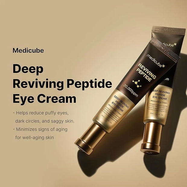 medicube Deep Reviving Peptide Eye Serum 1.01 Fl. Oz., | Eye Treatment Serum with Quadruple Peptides, Niacinamide, and Squ...