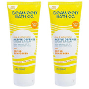 Seaweed Bath Co. Active Defense SPF 50 Sport Broad Spectrum Hybrid Sunscreen Cream, 3.4 Ounce (Pack of 2), Sustainably Har...
