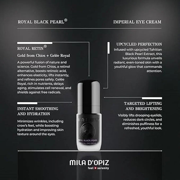 Mila d'Opiz Royal Black Pearl Imperial Eye Cream - Under Eye Cream Anti Aging with Black Pearl Extract - Reduces Crow's Fe...
