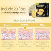 NEWGO Under Eye Mask Patches 20 Pairs Eye Gel Pads, 24K Gold Under Eye Pads Eye Mask Moisturizer Natural Collagen Eye Gels...