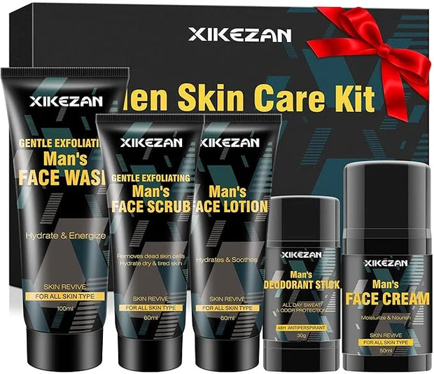 Mens Gifts for Men,Mens Skin Care Kit,Nourishe & Hydrate Skin w/Face Wash,Scrub,Lotion,Cream,Deodorant,Mens Stocking Stuff...