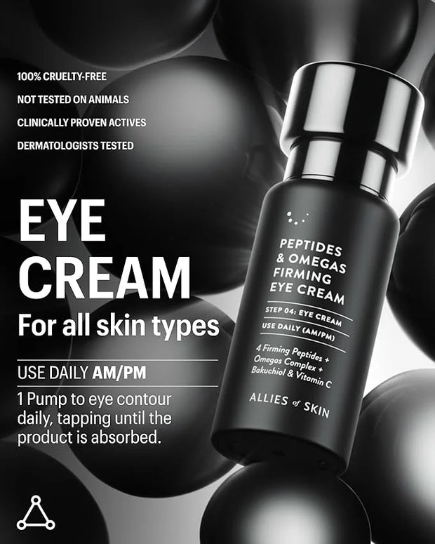 Allies of Skin Peptides Firming Eye Cream | Under Eye Moisturizer for Dark Circles & Puffiness | Bakuchiol, Ceramides and ...