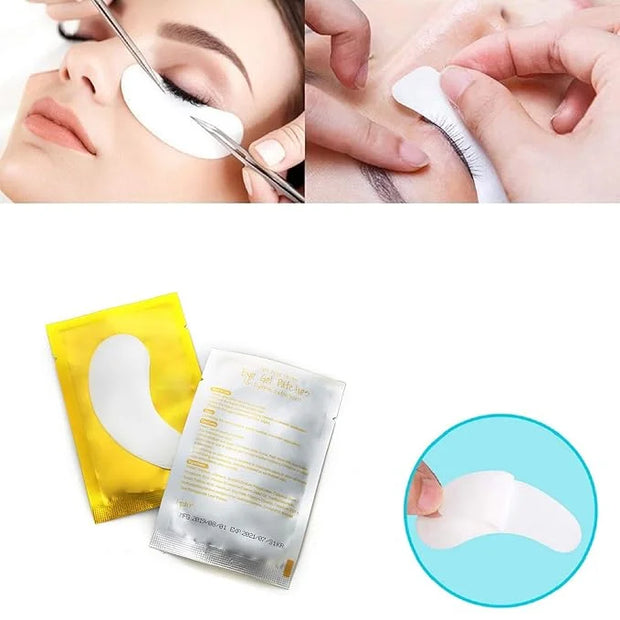 100 Pairs Set Under Eye Pads, Comfy and Cool Under Eye Patches Gel Pad for Eyelash Extensions Eye Mask Beauty Tool (Gold) ...