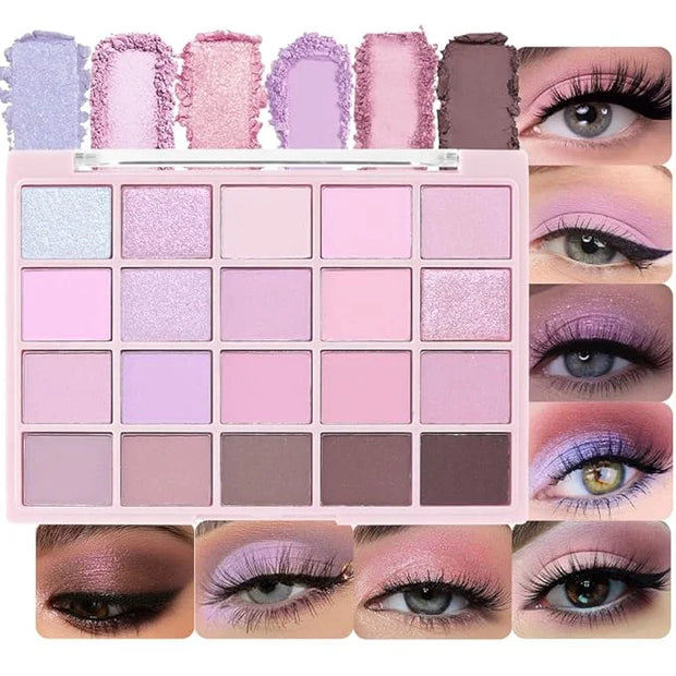 20Colors Light Purple Pink Nude Basics Matte Eyeshadow Palette,Eye Shadow Travel Makeup Palette all in one Long Lasting Wa...
