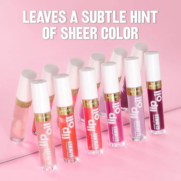 REVLON Super Lustrous Glimmer Lip Oil, Moisturizing & Tinted, Shiny Finish, Made with Plant-Based Squalane, 002 Miss Coral...