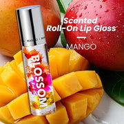 Blossom Roll on Lip Gloss, Scented Clear High Shine Moisturizing Lip Oil, Non Sticky, Infused with Real Flowers, Made in U...