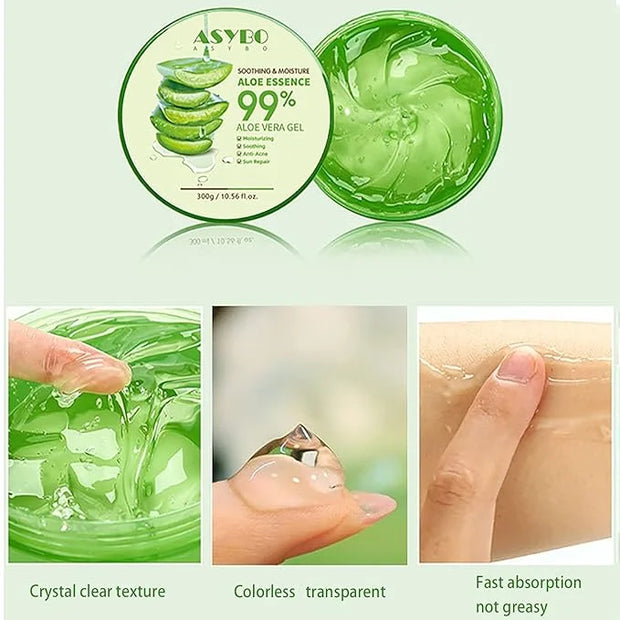 300 ML Natural Aloe Vera Gel -Organic Moisturizing Cream, Soothing and Hydrating, Sunburn and Scar Repair, Care for Face B...