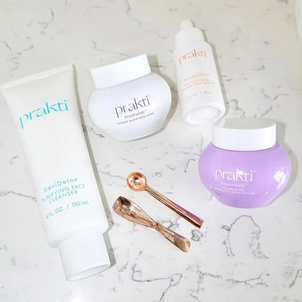 Prakti RaniRitual Daily Essentials Skincare Set with Face Cleanser, Exfoliator, Hydrating Serum and Moisturizer, Complete ...