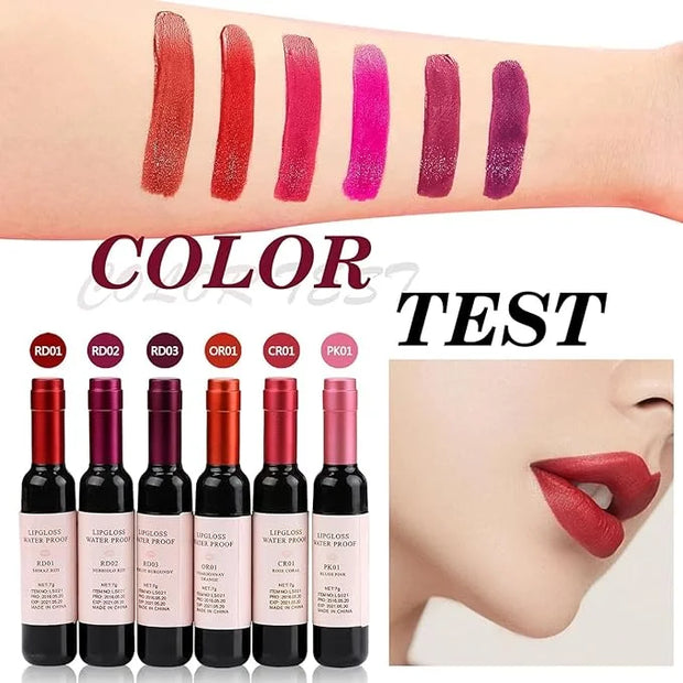 Wine Lip Tint 6 Colors Bottle Lipgloss Stain Waterproof Long Lasting Natural Liquid Lipstick Mini Make Up Gloss Matte Stic...