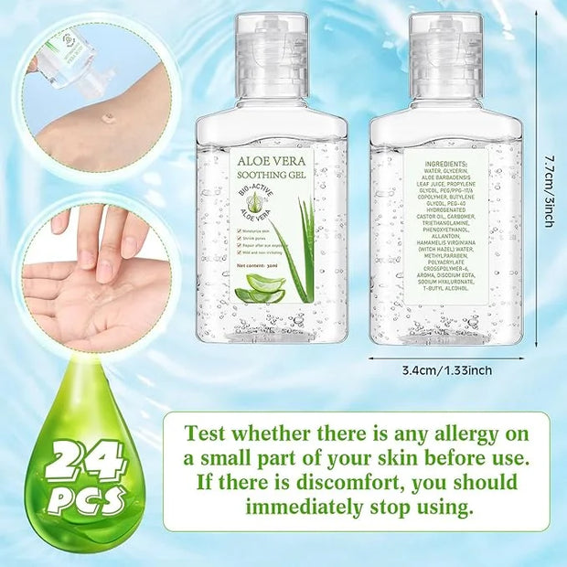 24 Pcs Mini Aloe Vera Gel 1oz Soothing Moisture Aloe Gel Travel Size Aloe Vera Gel Moisturizing Face Skin Aloe Vera Gel Bu...