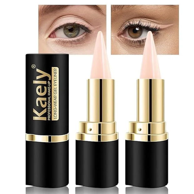 Kaely 2Pcs Bright Nude Gel Eyeliner for Waterline, Natural Cream Eye Liner Waterproof Smudge Proof, Matte Pencil Eyeliner ...