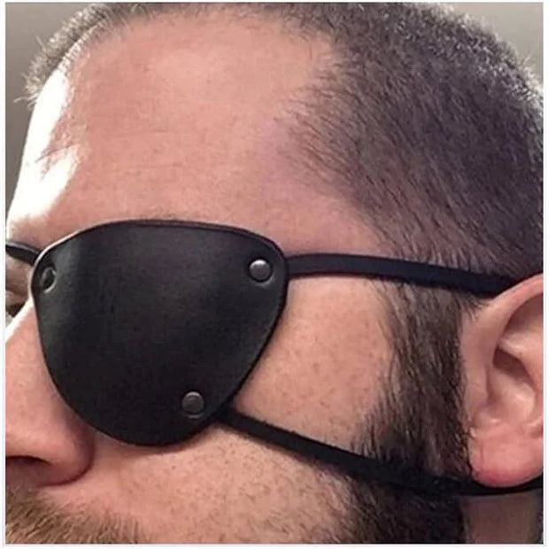 1 Pair Retro Single Eye Patch - Black Eye Patches - PU Leather Pirate Eye Patch Cover Adjustable Medieval Steampunk Blindf...
