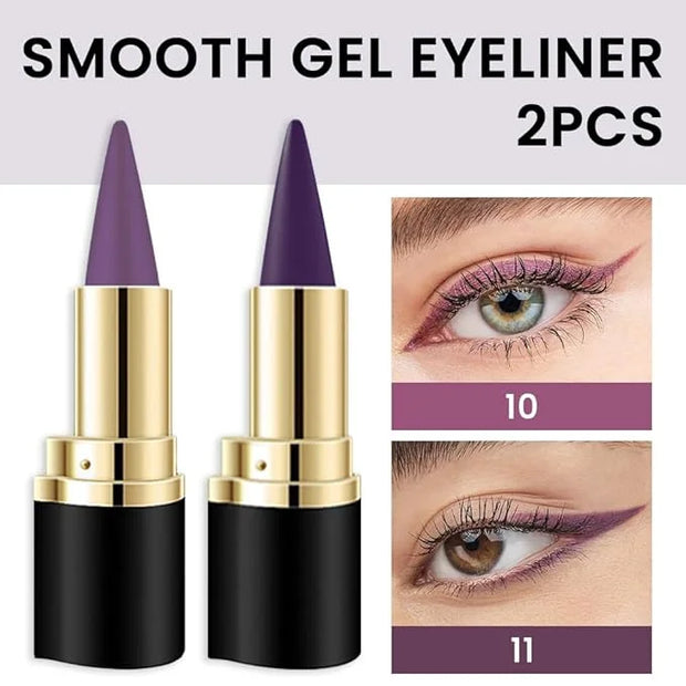 Kaely 2Pcs Light Dark Purple Gel Eyeliner Pencil, Color Colored Violet Eye Liner Waterproof Smudge Proof, Gothic Halloween...