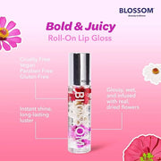 Blossom Scented Roll on Lip Gloss and Juicy Jelly Moisturizing Lip Care Nourishing Lip Oil, 2 Pack, Strawberry - Product I...