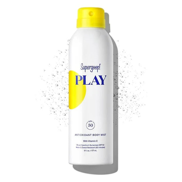 Supergoop! PLAY Antioxidant Body Mist w/ Vitamin C, 6 fl oz - SPF 50 PA++++ Broad Spectrum Sunscreen - Body Spray for Sens...