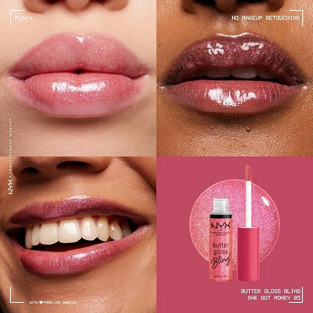 NYX PROFESSIONAL MAKEUP Butter Gloss Bling Lip Gloss, Non Sticky and Shiny Vegan Lip Makeup - She Got Money - Product Image