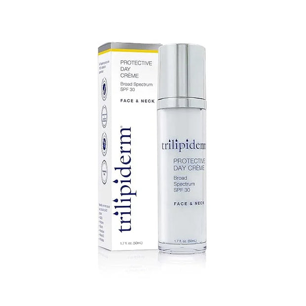 Trilipiderm Protective Day Crème, Broad Spectrum SPF 30 – Lightweight, Fast-Absorbing Moisturizing Sunscreen Protects whil...