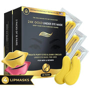 32 Pairs 24K Gold Under Eye Patches with 4 pieces of Lip Mask, Anti-Aging Eye Mask, Under Eye Mask Dark Circles and Puffin...