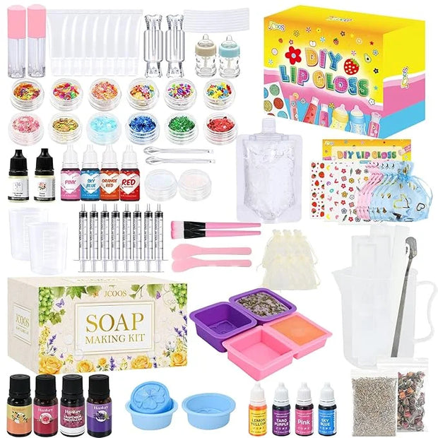 Jcoos Lip Gloss Making Kit, 73PCS DIY Lip Gloss Kit Fun and Soap Making Kit, Soap Making Kit for Adults and Kids, Soap Mak...