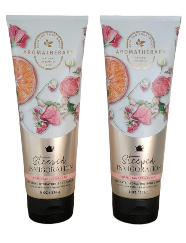 Bath and Body Works Aromatherapy Ultimate Hydration Body Cream 8 Oz. 2 Pack (Rose Tangerine Tea) - Product Image