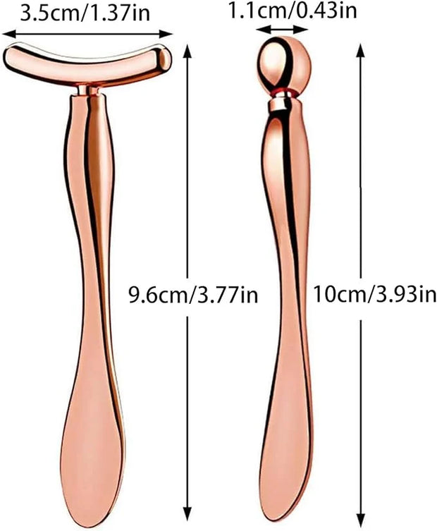 Pimoys 2 Pcs Metal Eye Cream Applicator Face Roller Massager Tool,Eye Massage Wand Stick Women for Facial Massager for Red...