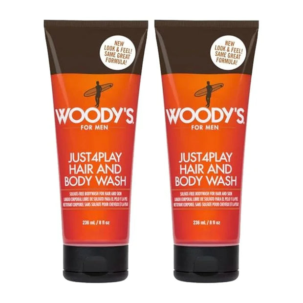 Woody's 2-in-1 Hair and Body Wash for Men - Sulfate-Free, Hydrating, Refreshing Scent, Daily Cleanser for Hair & Skin, 8 o...