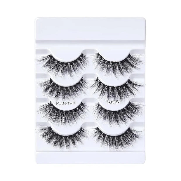 KISS Lash Couture Matte Black Faux Mink Eyelashes Multipack, Matte Twill, Black, Natural Looking, Cruelty-Free & Vegan, Ho...