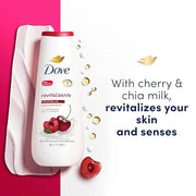 Dove Body Wash Revitalizante Cherry & Chia Milk 4 Count for Renewed, Healthy-Looking Skin Gentle Skin Cleanser with 24hr R...