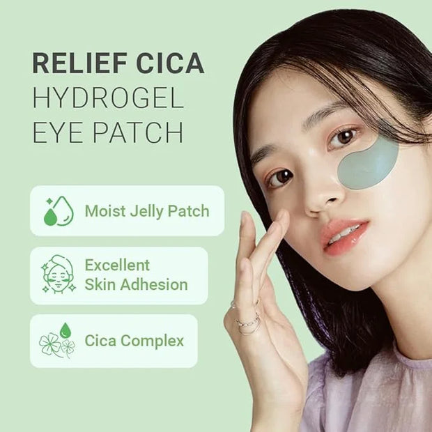 TENZERO Relief Cica Hydrogel Eye Patch (60 pairs, 90g), Centella Treatments for Puffy Eye, Fine Lines, Soothing, Eye Puffi...