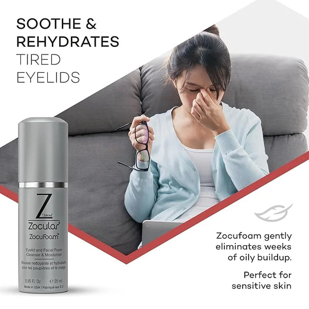 ZocuFoam Eyelid Cleanser - Foaming Eyelid Scrub - Natural pH Balanced Solution - 25mL - Product Image