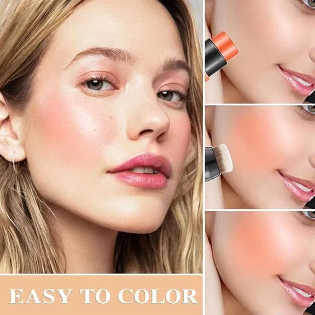 Cream Blush Stick with Brush,Waterproof Multi Cream Makeup Stick,Lightweight,Long-lasting,2 in 1 Multi Blush for Cheeks & ...