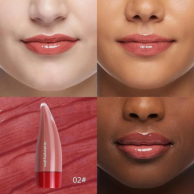 Juicy Lip Plumping Gloss, Orange Tinted Lip Gloss Lip Plumper, Hydrating Moisturizing Lip Tint Stain,Highly Pigmented Shin...