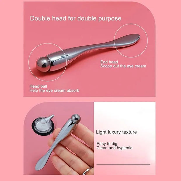 Eye Cream Applicator Tool,Metal Eye Cream Applicator Roller Wand Stick, Silver Zinc Alloy Eye Cream Spatula Scraping Massa...
