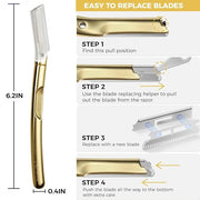 ZOMCHI Dermaplane Razor with 11 Blades for Women & Men, Eyebrow Trimmer with Protective Silicone Cap, Face Razor for Hair ...