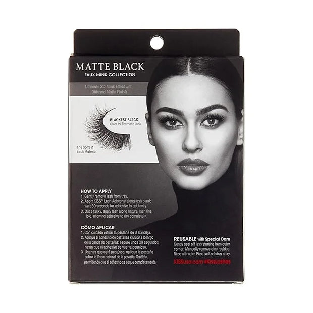 KISS Lash Couture Matte Black Faux Mink Eyelashes Multipack, Matte Cheviot, Black, Natural Looking, Cruelty-Free & Vegan, ...