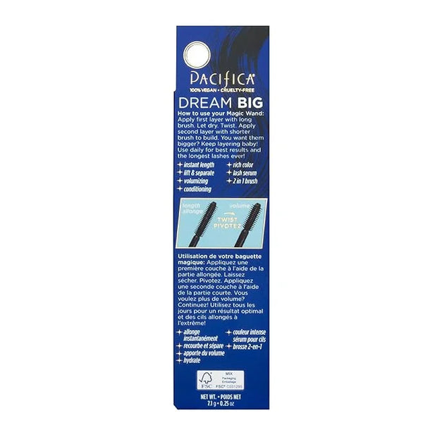 Pacifica Dream Big Mascara – Black Magic 7-in-1 Lash Extending Mascara, Twist-Adjust Brush for Length & Volume, Lash Serum...