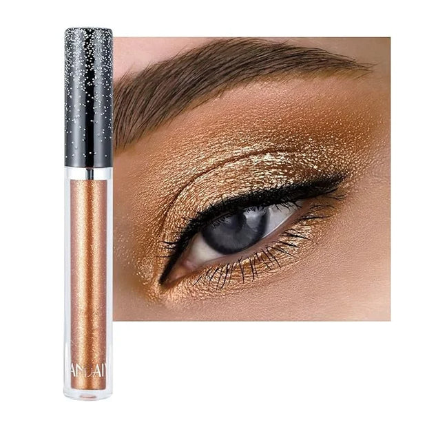 Liquid Eyeshadow Shimmer Long Lasting Effect Shiny Pigment Eyeshadow Glow Glitter Makeup (Brown) - Product Image