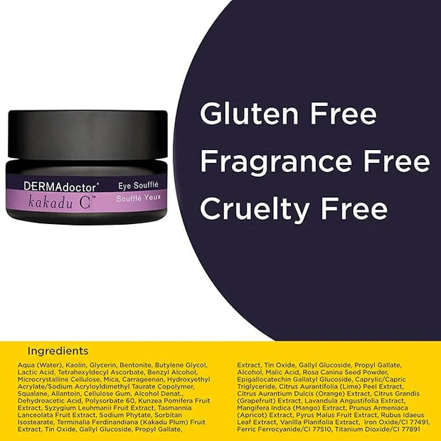 DERMAdoctor Kakadu C Dermatologist Formulated Eye Souffle, Vitamin C and Caffeine Eye Cream. Dark Circles Under Eye Treatm...