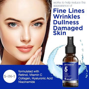 5 in 1 Super Charged Anti-Aging Face Mist w/Retinol, Vitamin C, Collagen, Hyaluronic Acid & Niacinamide | Hydrates, Refres...